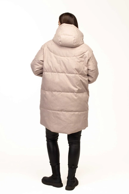 Біопуховик жіночий довгий беж-2