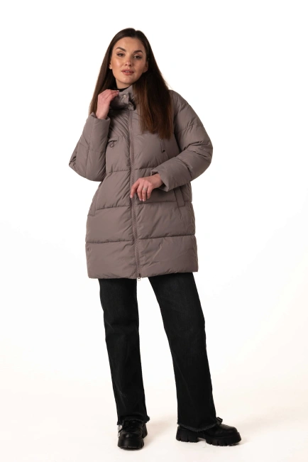 Кавовий біопуховик зі знімним капюшоном-10