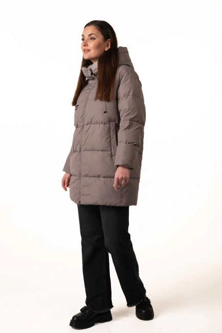 Кавовий біопуховик зі знімним капюшоном-9