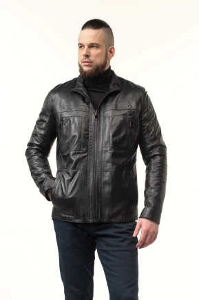 Шкіряна куртка чоловіча з коміром
