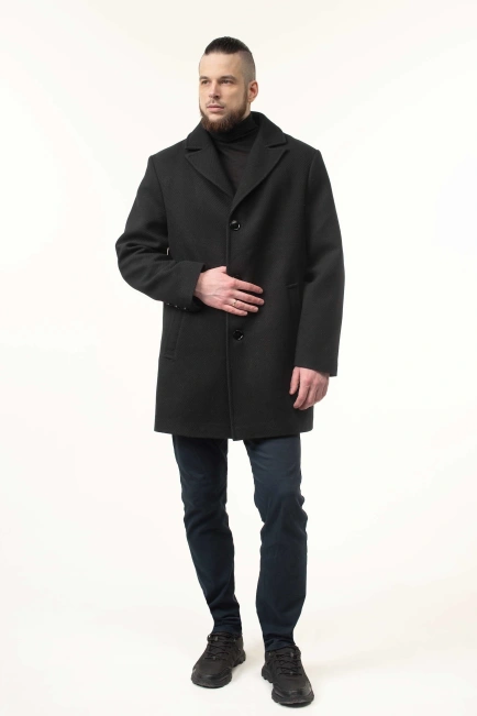 Чоловіче пальто чорного кольору демісезонне-3