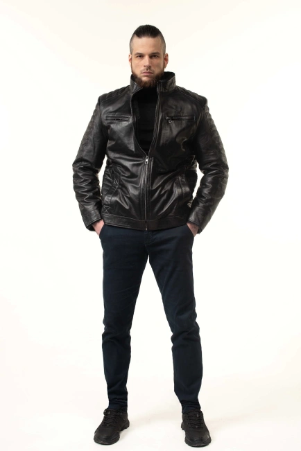 Дубленка-сэндвич мужская с стежкой-9