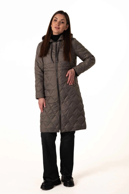 Оливковий демісезонний біопуховик-8