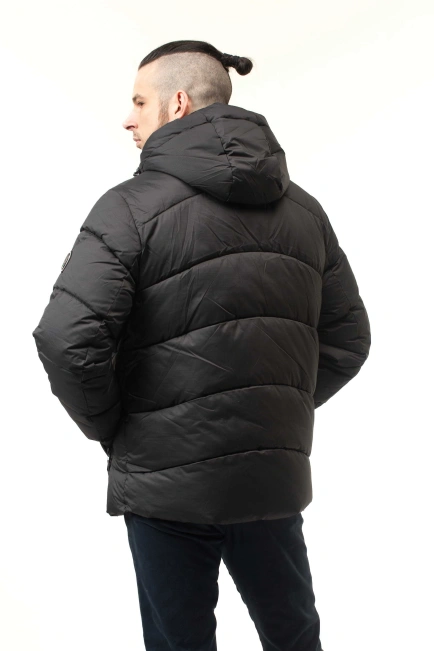 Чоловіча зимова куртка з біопухом чорна-6