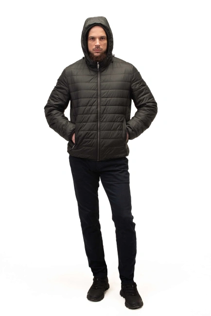 Чоловіча куртка кольору хакі стьобана-3