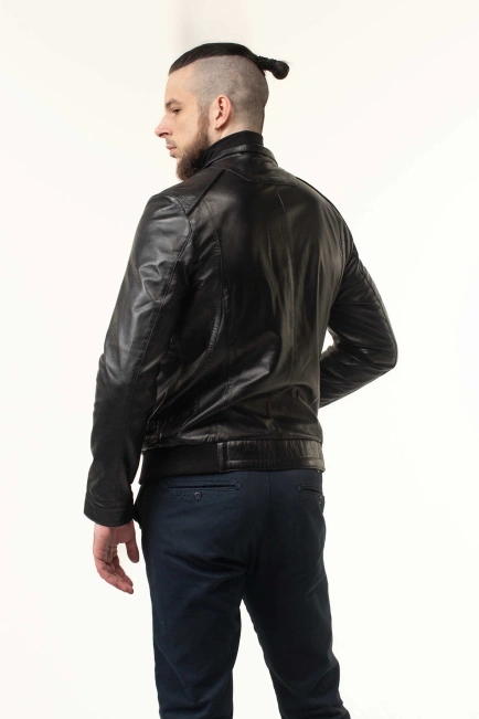 Шкіряна куртка чоловіча зі вставками замші-6