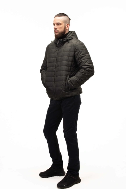 Чоловіча куртка кольору хакі стьобана-5