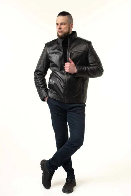 Дубленка-сэндвич мужская с стежкой-10