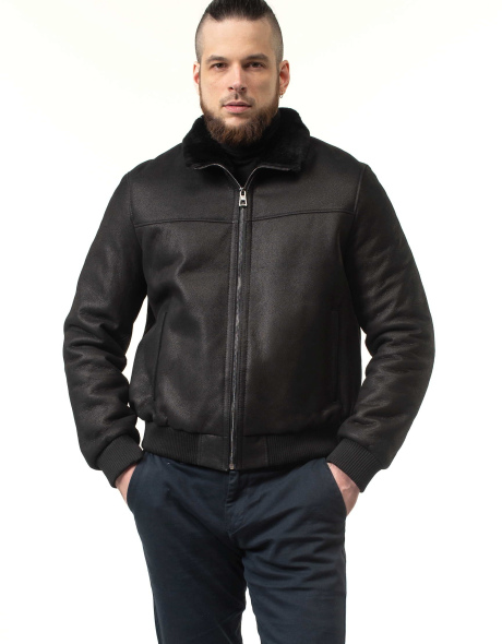 Чоловіча дублянка з натуральної овчини бомбер
