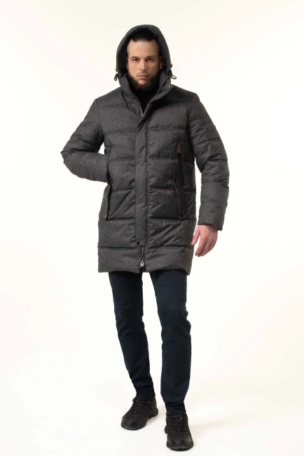 Чоловіча зимова куртка з біопухом сіра-9
