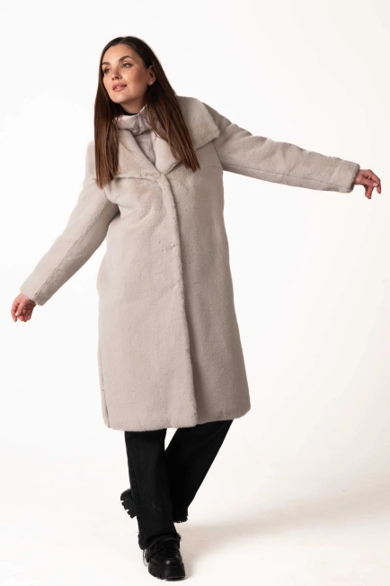 Світло-сіра жіноча еко-шуба-7