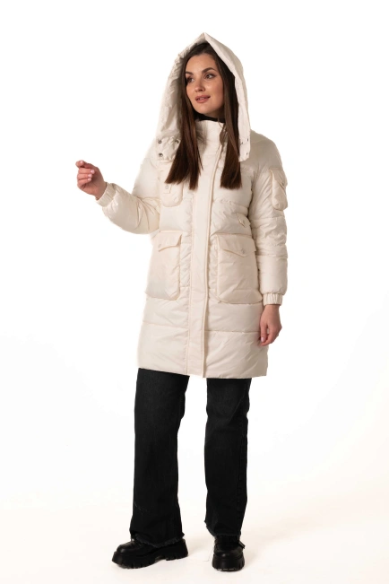 Молочний біопуховик з капюшоном та декором-9