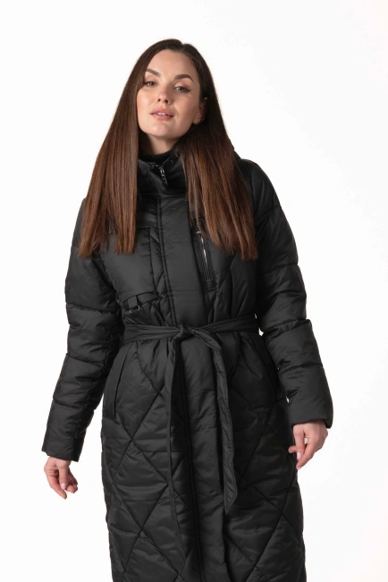 Чорний біопуховик з ромбовидною прострочкою-4
