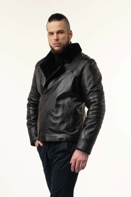 Дубленка мужская кожаная косуха-10