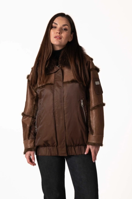 Біопуховик з хутром єнота та вставками з кроля-4