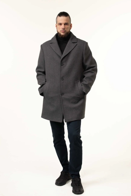 Чоловіче пальто сірого кольору демісезонне-3