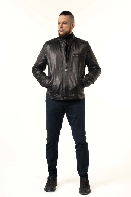 Стильна чоловіча куртка зі шкіри коротка-10