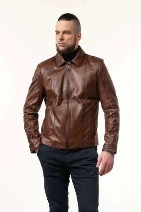 Світло-коричнева шкіряна куртка чоловіча