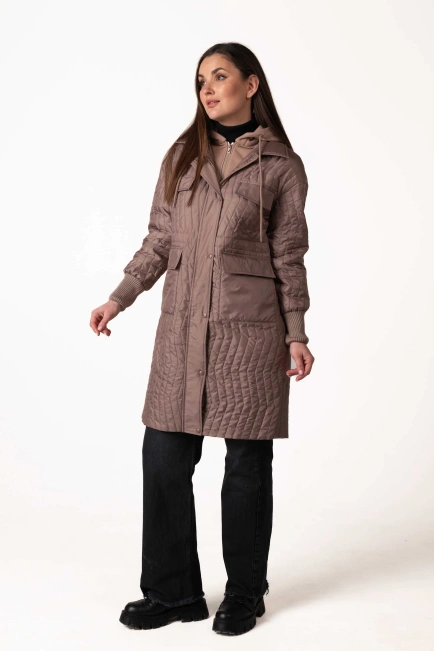 Жіноча демісезонна куртка на синтепоні бежева-10