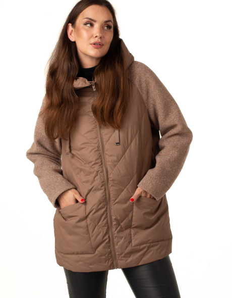 Куртка кольору капучино комбінована