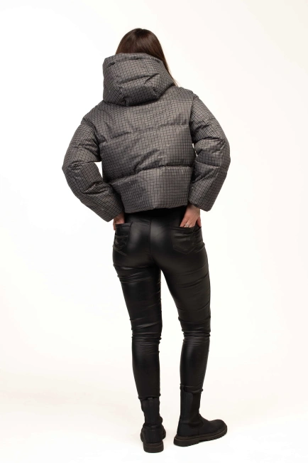 Женский зимний биопуховик в клетку-2