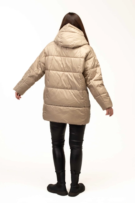 Жіночий біопуховик з декором на боках-2