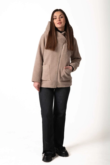 Шуба з екохутра бежева під астрагана-3