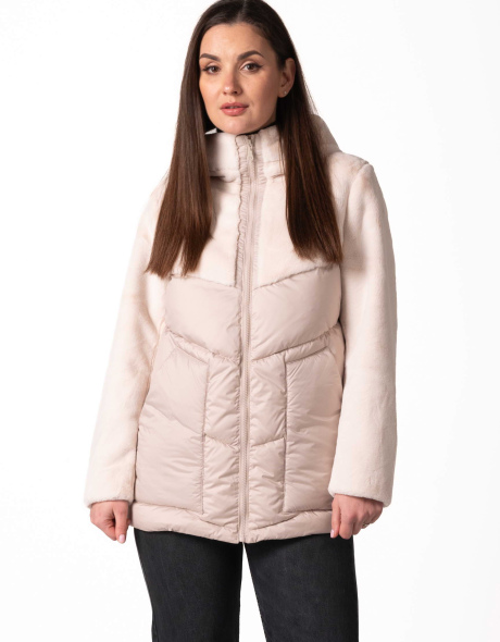 Біопуховик зимовий з екохутром молочного кольору