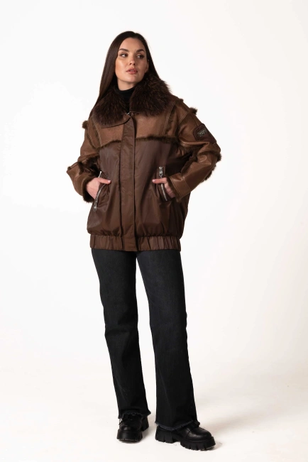 Біопуховик з хутром єнота та вставками з кроля-3