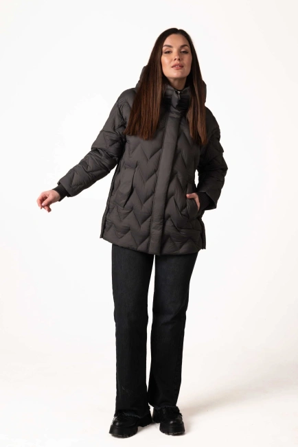 Жіночий біопуховик зимовий графіт-3