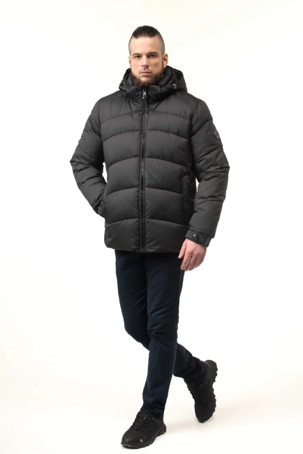 Чоловіча зимова куртка з біопухом чорна-5