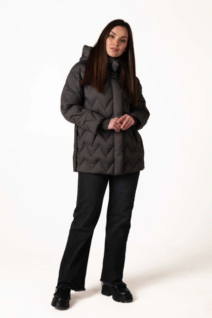 Жіночий біопуховик зимовий графіт-7