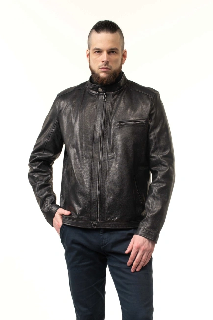Стильна чоловіча куртка зі шкіри коротка-1