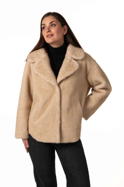 Жіноча шуба з екохутра з англійським коміром-4