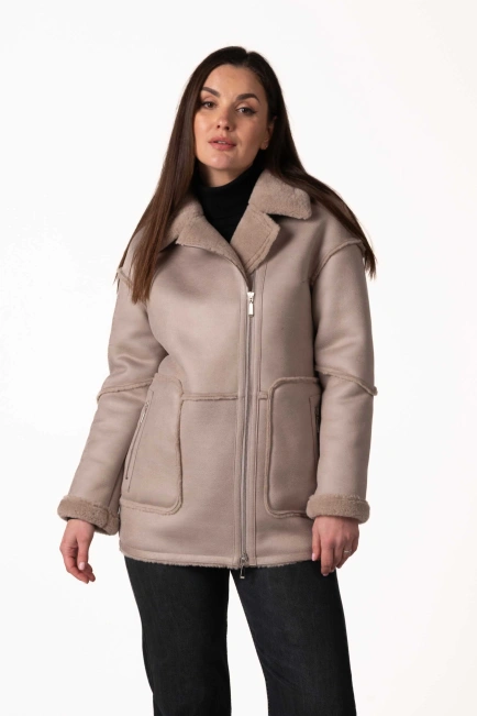 Жіноча екодублянка пудрового кольору-1