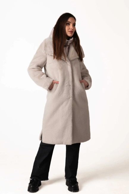 Світло-сіра жіноча еко-шуба-9