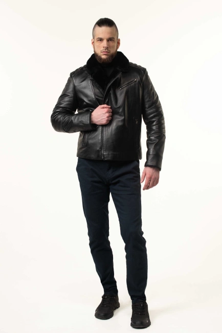 Дубленка мужская кожаная косуха-7