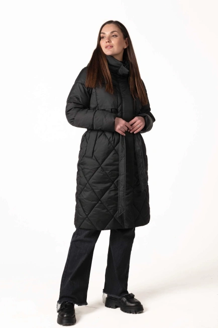 Чорний біопуховик з ромбовидною прострочкою-7