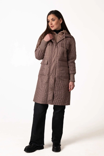 Жіноча демісезонна куртка на синтепоні бежева-6