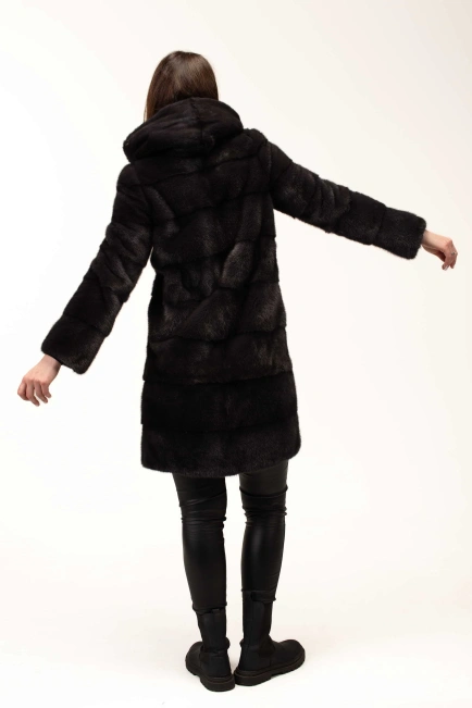 Норковая шуба в цвете графит-2