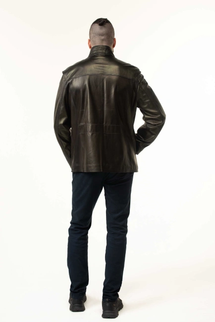 Класична чоловіча куртка з натуральної шкіри-2