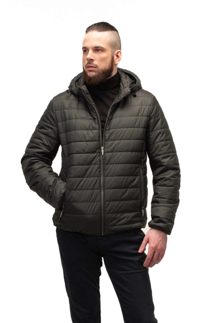 Чоловіча куртка кольору хакі стьобана-6