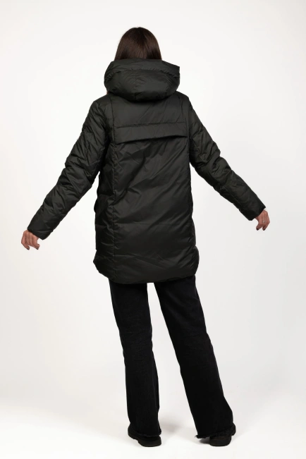 Женский зимний пуховик зелёный с биопухом-9