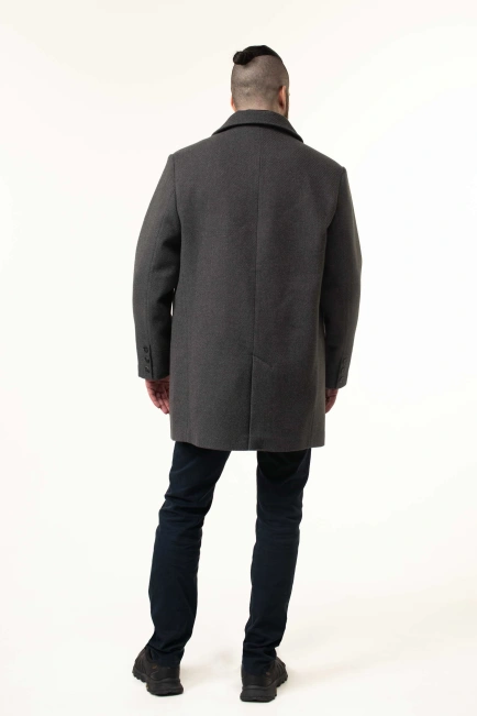 Чоловіче пальто сірого кольору демісезонне-2