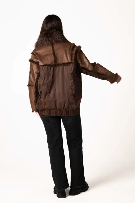 Біопуховик з хутром єнота та вставками з кроля-2