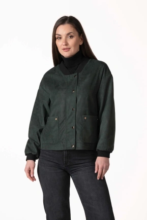 Жіноча куртка зі штучної замші зелена