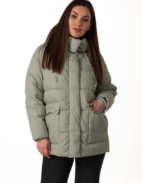 Жіночий м’ятний біопуховик з капюшоном