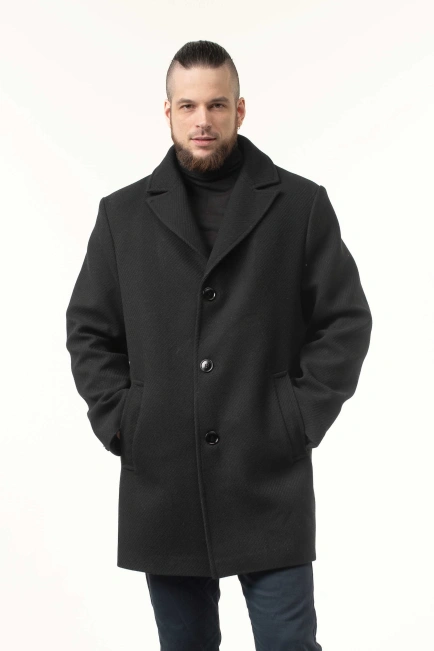 Чоловіче пальто чорного кольору демісезонне-4