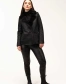 Женская черная дубленка-косуха с карманами-6