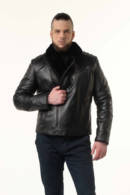 Дубленка мужская кожаная косуха-4